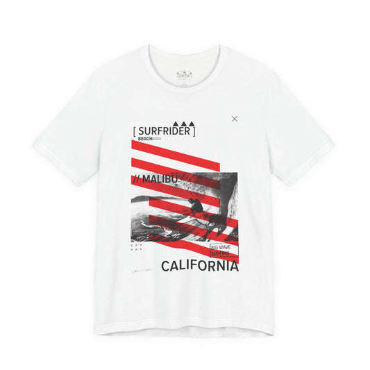 Surf & Beach Collection - Red Stripe, Malibu, Graphic T-Shirt - CaliPride Clothing
