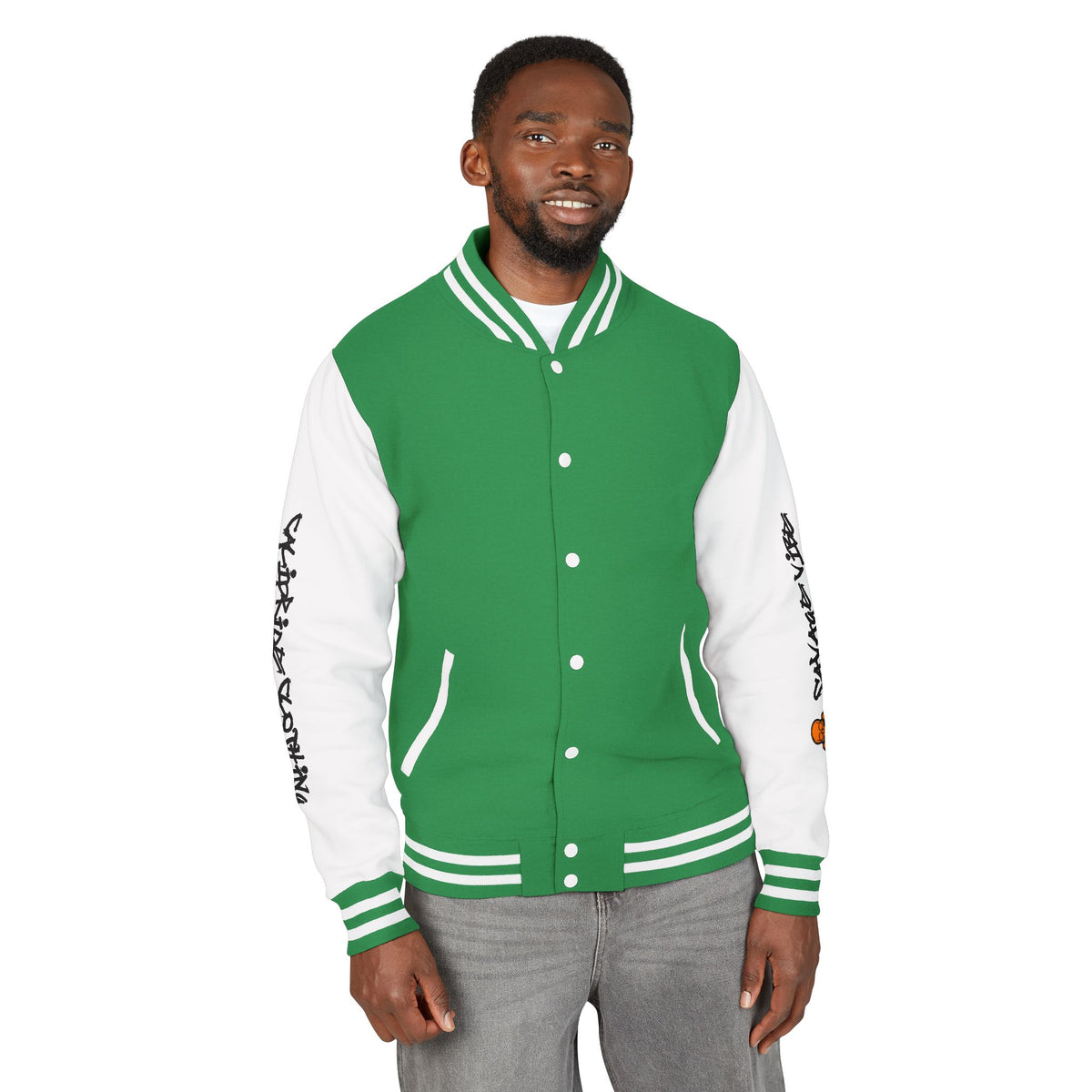 Urban Underground Collection - Savage Vibe, Bone Drop Graphic Letterman Jacket | CaliPride Clothing