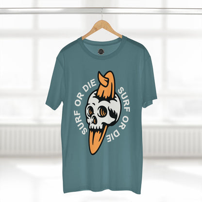 Surf & Beach Collection - "Surf or Die" Skull and Board, Premium Graphic Tee — CaliPride Clothing