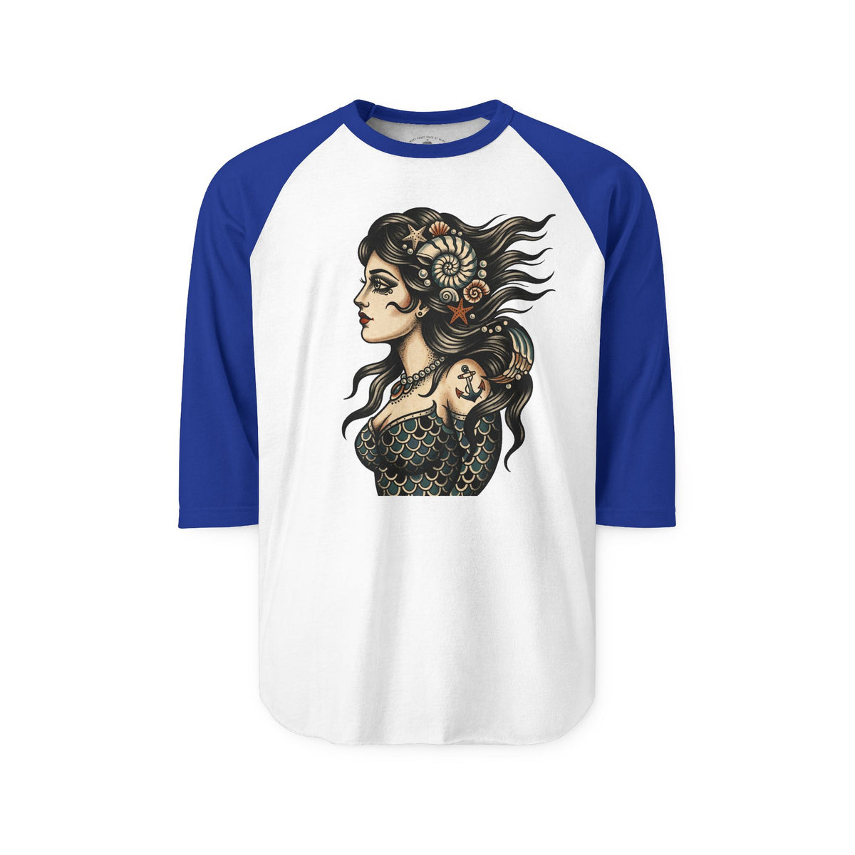 Pacific Works Collection - Raglan, Vintage Mermaid Graphic Raglan Tee — CaliPride Clothing
