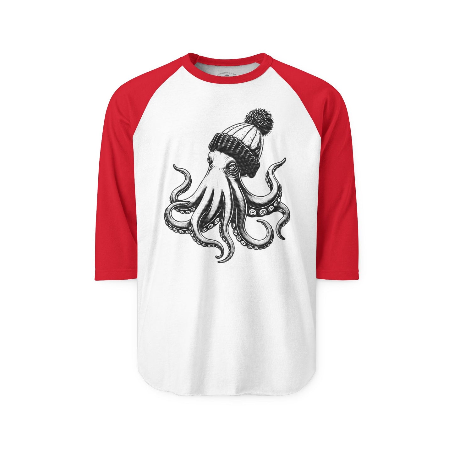 Pacific Works Collection - Raglan, Hipster Octopus Graphic Raglan Tee — CaliPride Clothing