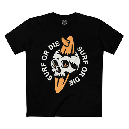 Surf & Beach Collection - "Surf or Die" Skull and Board, Premium Graphic Tee — CaliPride Clothing