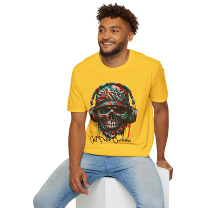Graffiti Skull with Headphones Graphic T-Shirt - CaliPride Clothing