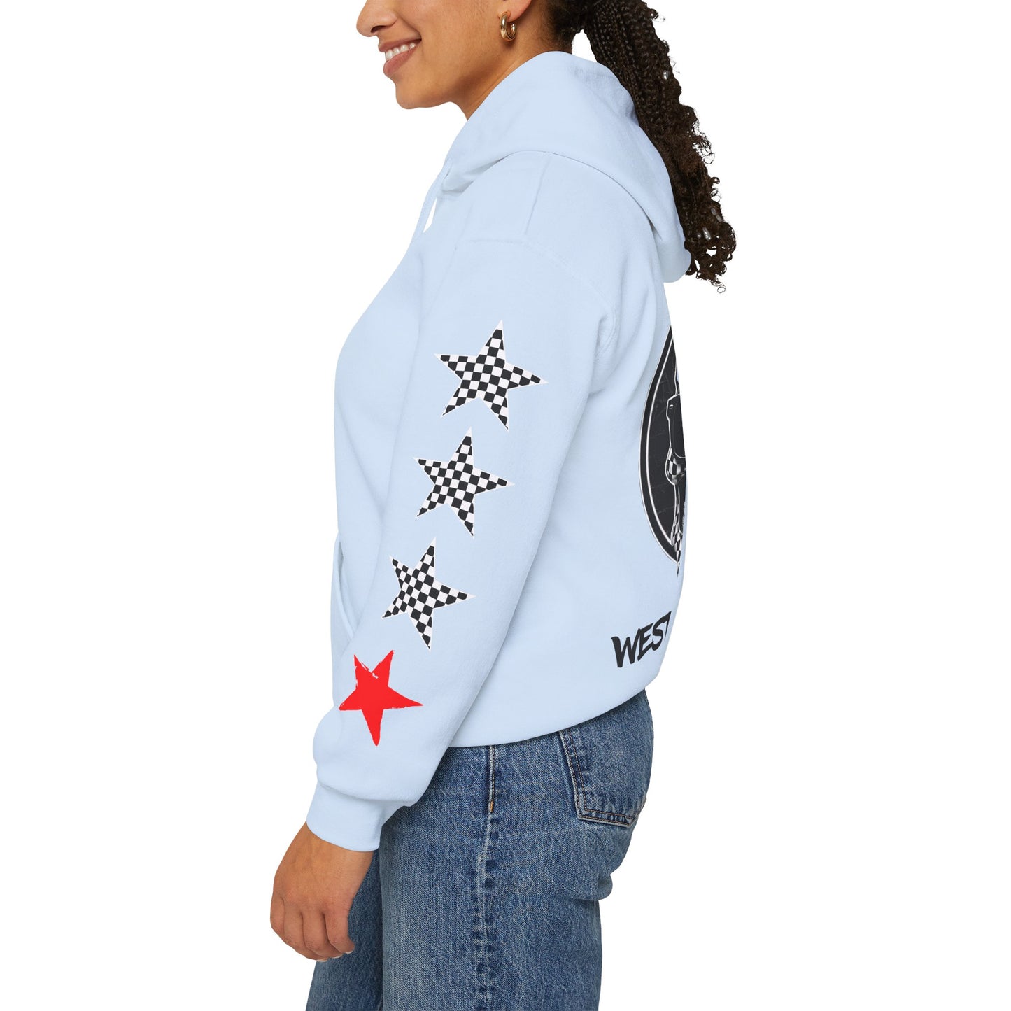 'West Coast Vibe', Checkered Sugar Skull & Stars Hoodie - CaliPride Clothing