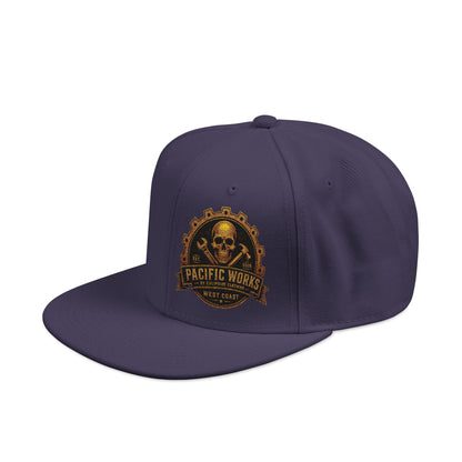 Pacific Works Collection - Signature Logo, Offset, Flat Bill Snapback Hat — CaliPride Clothing