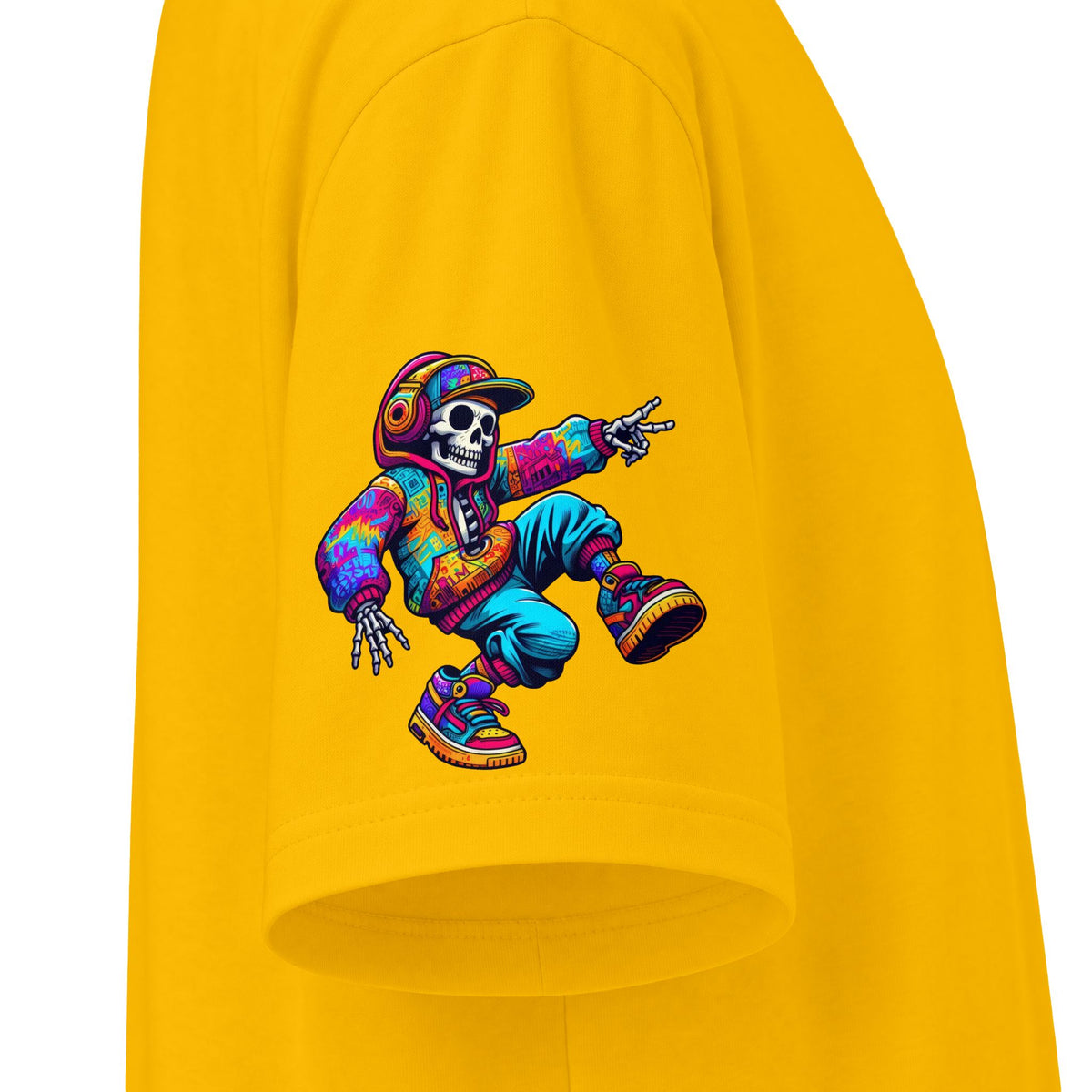 Urban Underground Collection - Neon Drip, Skeleton Jam, Graphic 4-way T Shirt - CaliPride Clothing