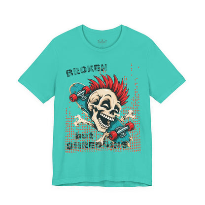 Skate & Surf Collection - Broken but Shredding, Vintage Skeleton Graphic T-Shirt — CaliPride Clothing