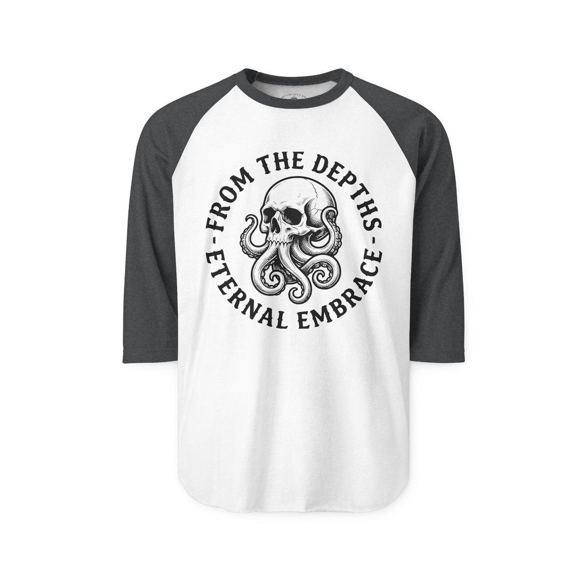 Pacific Works Collection - Raglan, From the Depths, Vintage Skeleton Graphic Raglan Tee — CaliPride Clothing