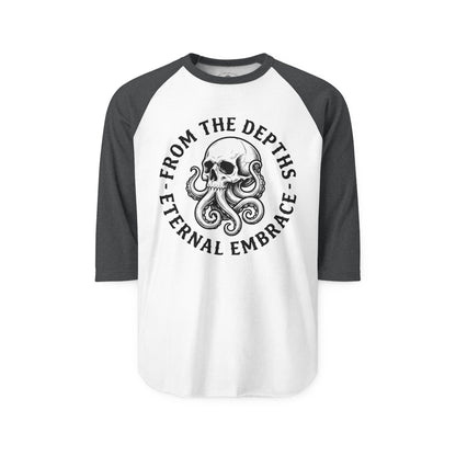 Pacific Works Collection - Raglan, From the Depths, Vintage Skeleton Graphic Raglan Tee — CaliPride Clothing