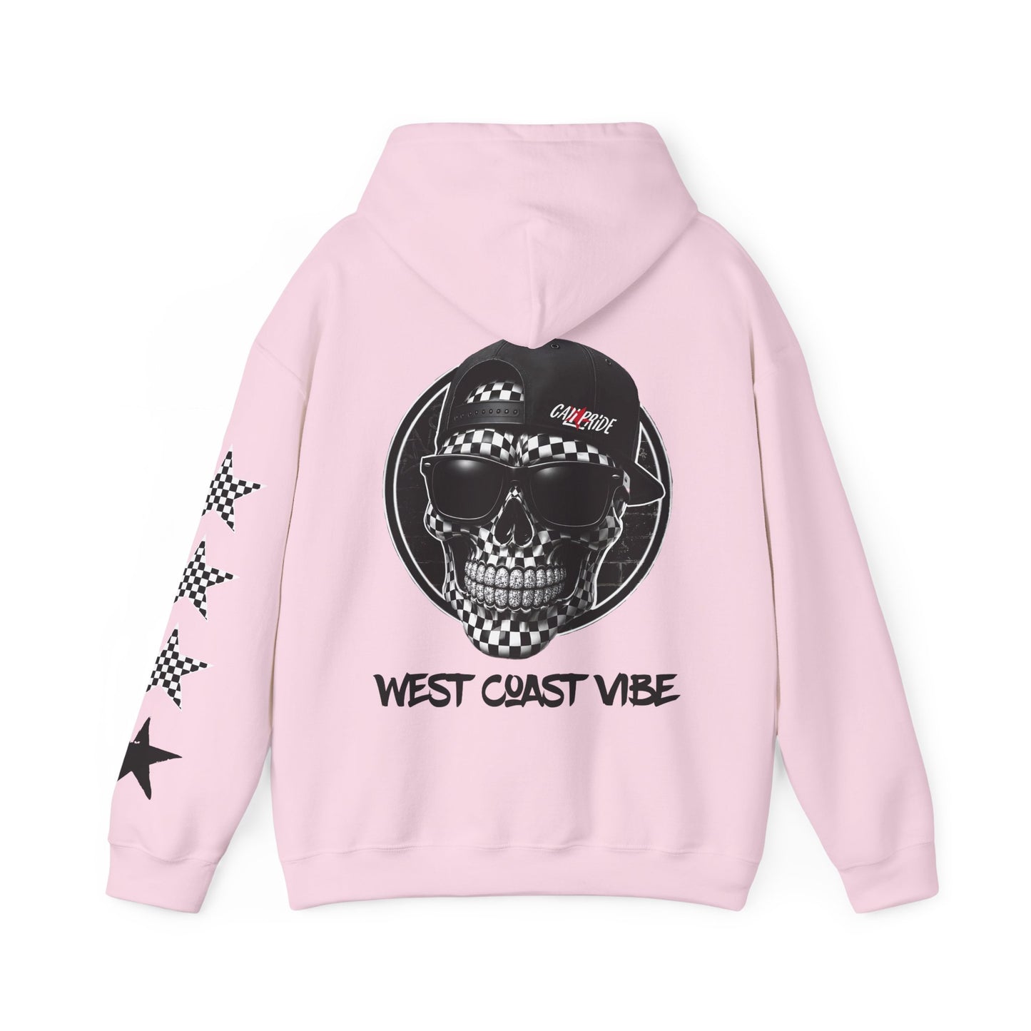 'West Coast Vibe', Checkered Sugar Skull & Stars Hoodie - CaliPride Clothing