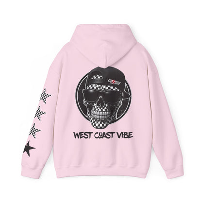 'West Coast Vibe', Checkered Sugar Skull & Stars Hoodie - CaliPride Clothing