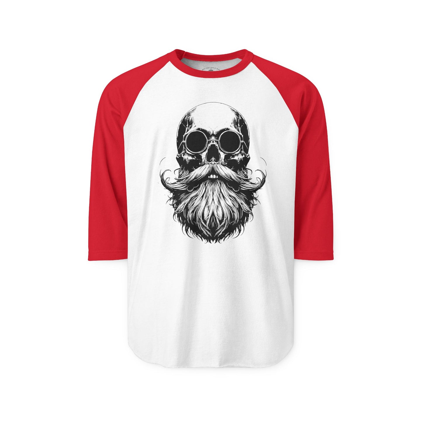 Pacific Works Collection - Raglan, Vintage Bearded Skull Graphic Raglan Tee — CaliPride Clothing