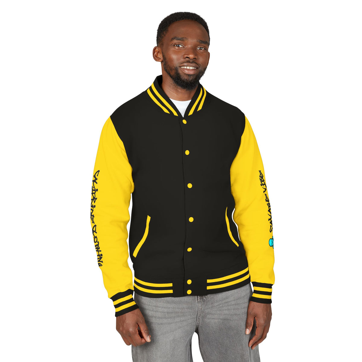 Urban Underground Collection - Savage Vibe, Bone Drop Graphic Letterman Jacket | CaliPride Clothing