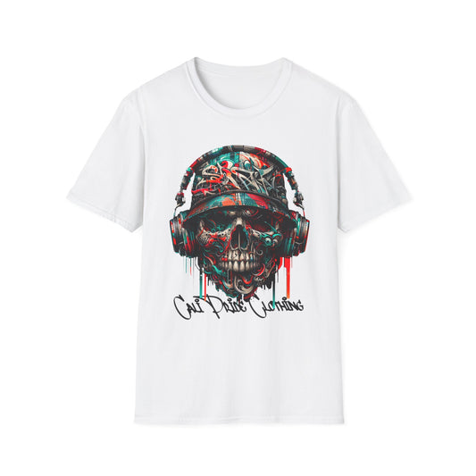 Graffiti Skull with Headphones Graphic T-Shirt - CaliPride Clothing