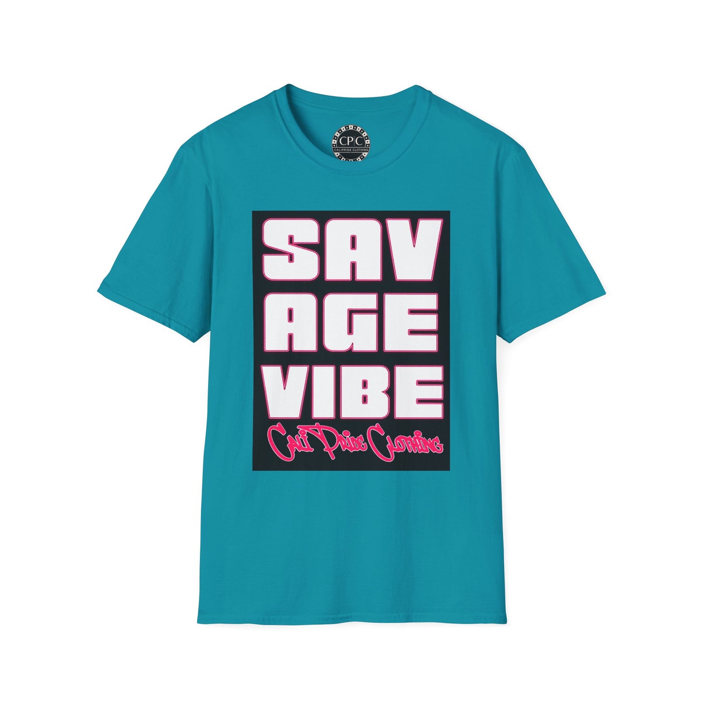 "Savage Vibe Graffiti Block" Series, Neon Pink outlined logo w black — CaliPride Clothing