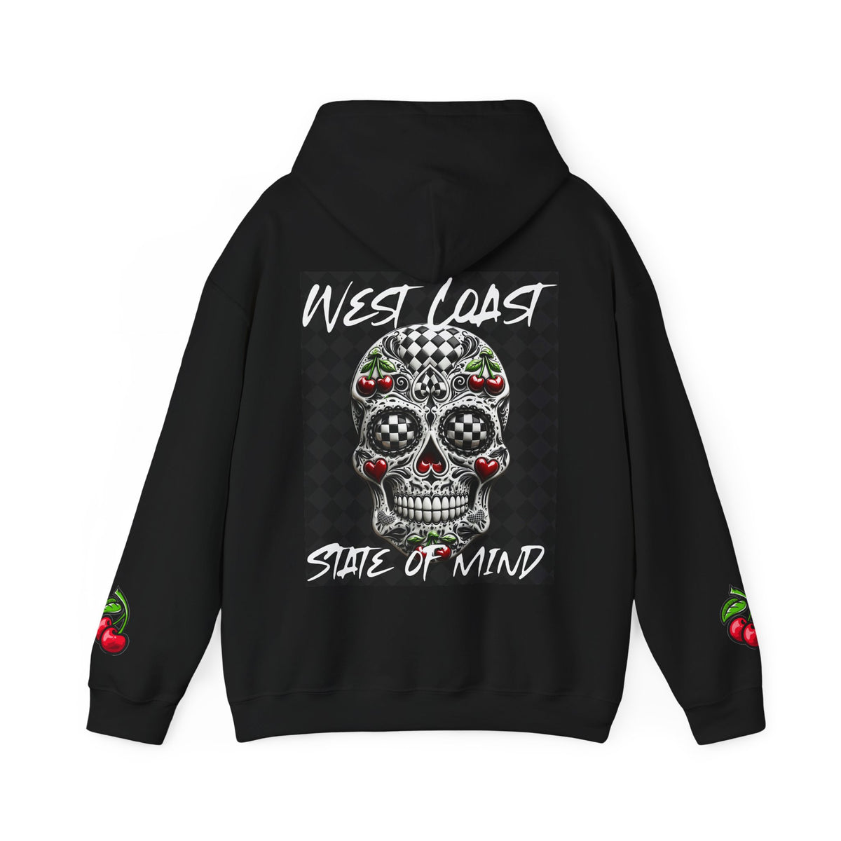 Urban Underground Collection - West Coast State of Mind, Checkers & Cherries Sugar Skull Hoodie - CaliPride Clothing