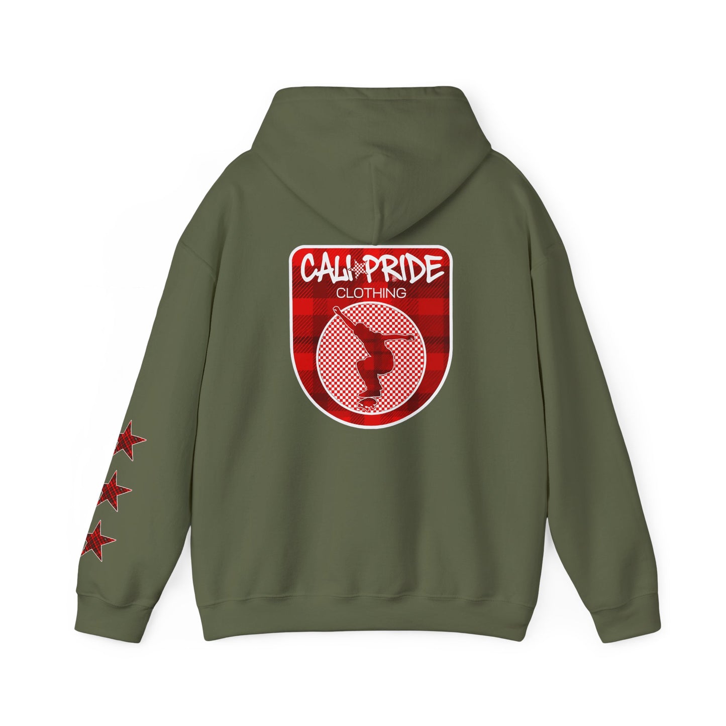 Skate & Surf Collection - CALI | CULTURE, Red Plaid Emblan w Stars Hoodie - CaliPride Clothing