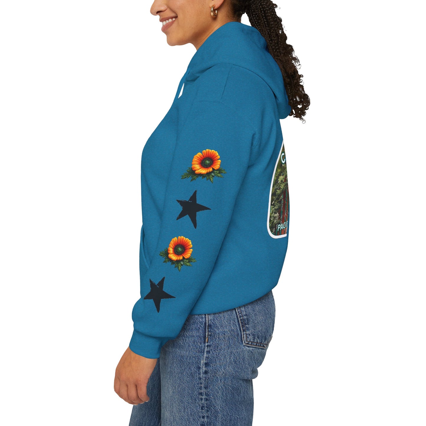 Surf & Beach Collection - Pacific Coast Highway & California Poppies, Graphic Hoodie | CaliPride Clothing