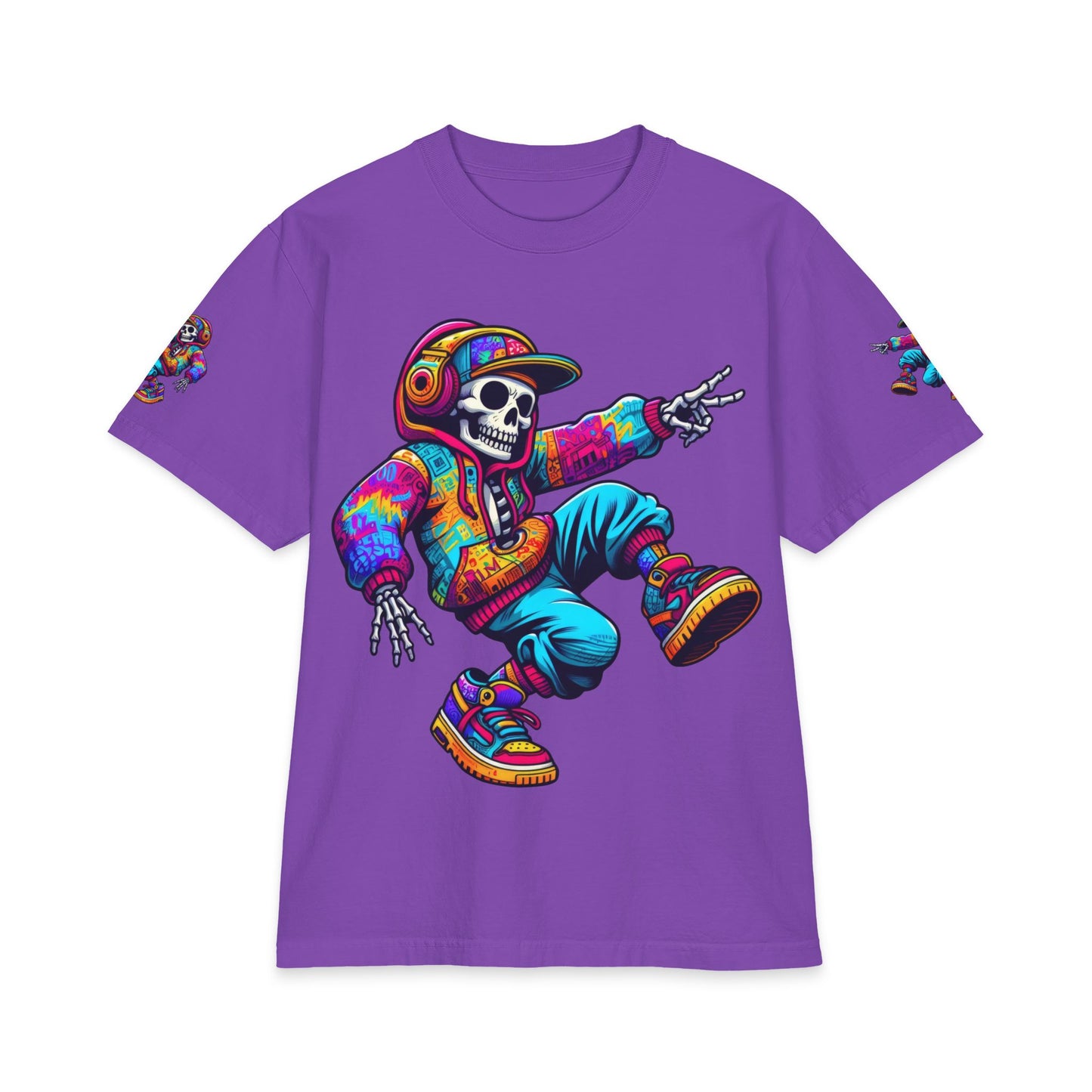 Urban Underground Collection - Neon Drip, Skeleton Jam, Graphic 4-way T Shirt - CaliPride Clothing