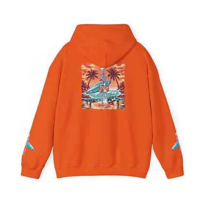 Surf & Beach Collection - Skeleton Sunset Surfer, Graphic Hoodie - CaliPride Clothing