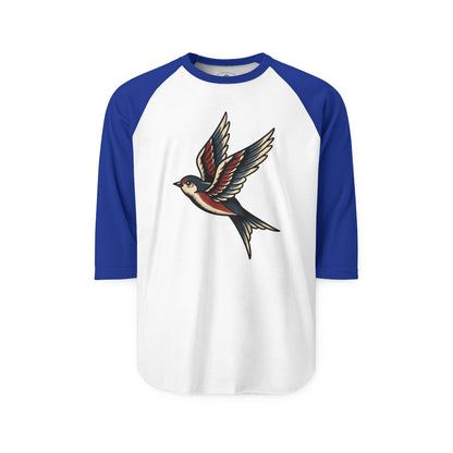 Pacific Works Collection - Raglan, Vintage Flying Swallow Graphic Raglan Tee — CaliPride Clothing
