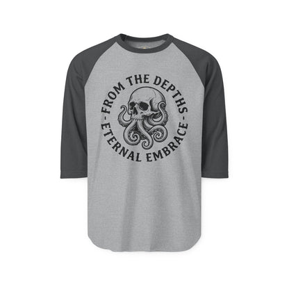 Pacific Works Collection - Raglan, From the Depths, Vintage Skeleton Graphic Raglan Tee — CaliPride Clothing