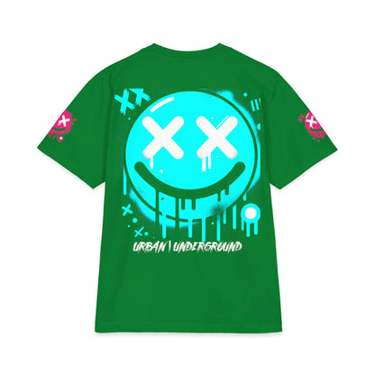 Urban Underground Collection - Neon Drip, X'd Out Smiley, Graphic 4-way T Shirt - CaliPride Clothing