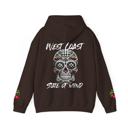 Urban Underground Collection - West Coast State of Mind, Checkers & Cherries Sugar Skull Hoodie - CaliPride Clothing