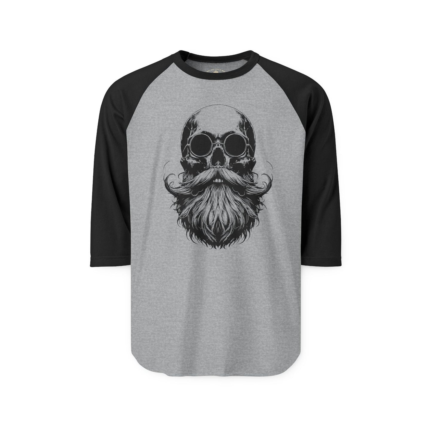 Pacific Works Collection - Raglan, Vintage Bearded Skull Graphic Raglan Tee — CaliPride Clothing