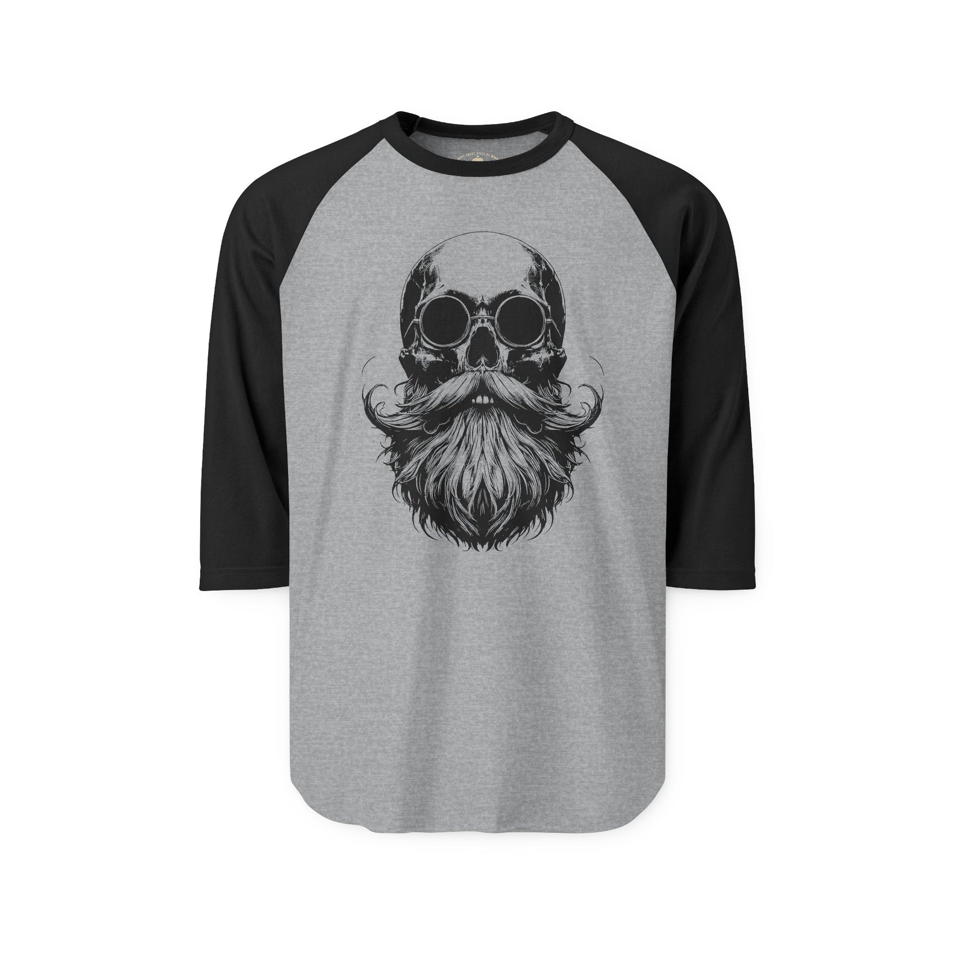 Pacific Works Collection - Raglan, Vintage Bearded Skull Graphic Raglan Tee — CaliPride Clothing