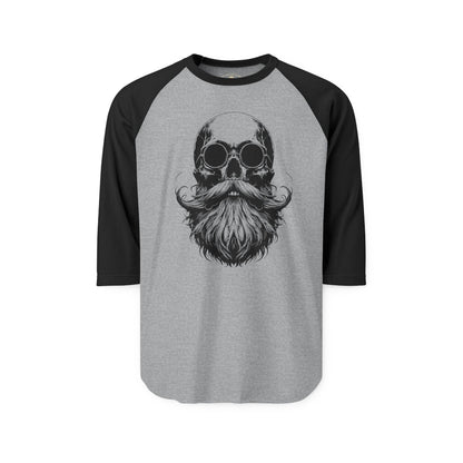 Pacific Works Collection - Raglan, Vintage Bearded Skull Graphic Raglan Tee — CaliPride Clothing