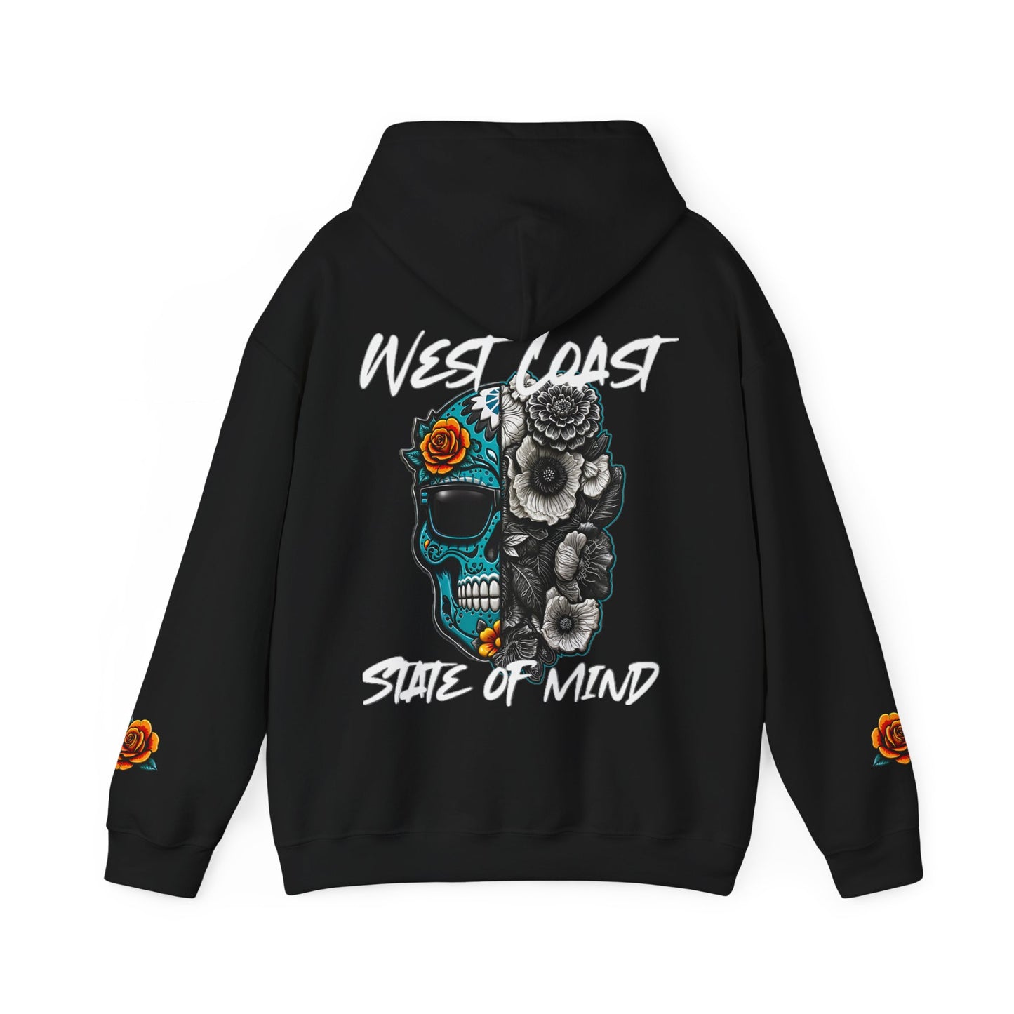 Urban Underground Collection | West Coast State of Mind - Floral & Turquoise Sugar Skull Hoodie | CaliPride Clothing