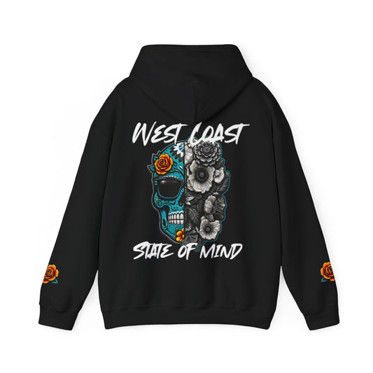 Urban Underground Collection | West Coast State of Mind - Floral & Turquoise Sugar Skull Hoodie | CaliPride Clothing