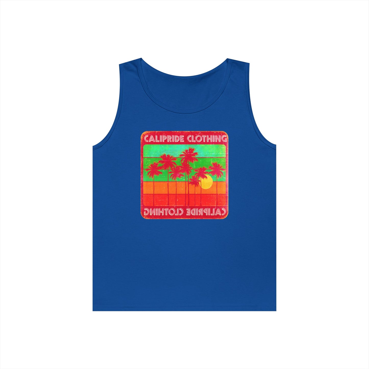 Retro Sun and Palms Silhouette Graphic Tank Top