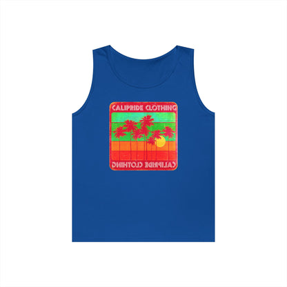 Retro Sun and Palms Silhouette Graphic Tank Top