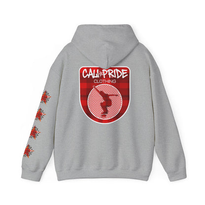 Skater Silhouette Sweatshirt, Red Plaid w Stars | CaliPride Clothing