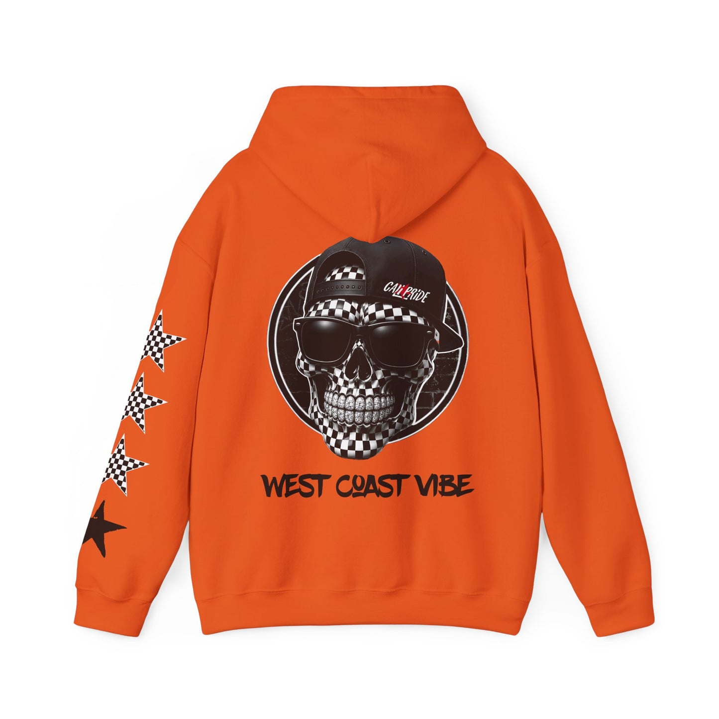 'West Coast Vibe', Checkered Sugar Skull & Stars Hoodie - CaliPride Clothing