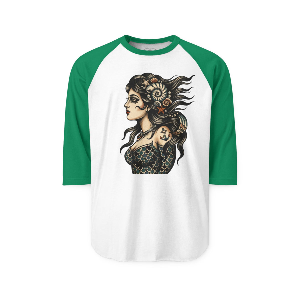 Pacific Works Collection - Raglan, Vintage Mermaid Graphic Raglan Tee — CaliPride Clothing