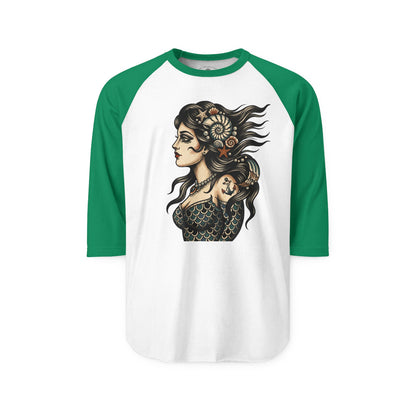Pacific Works Collection - Raglan, Vintage Mermaid Graphic Raglan Tee — CaliPride Clothing