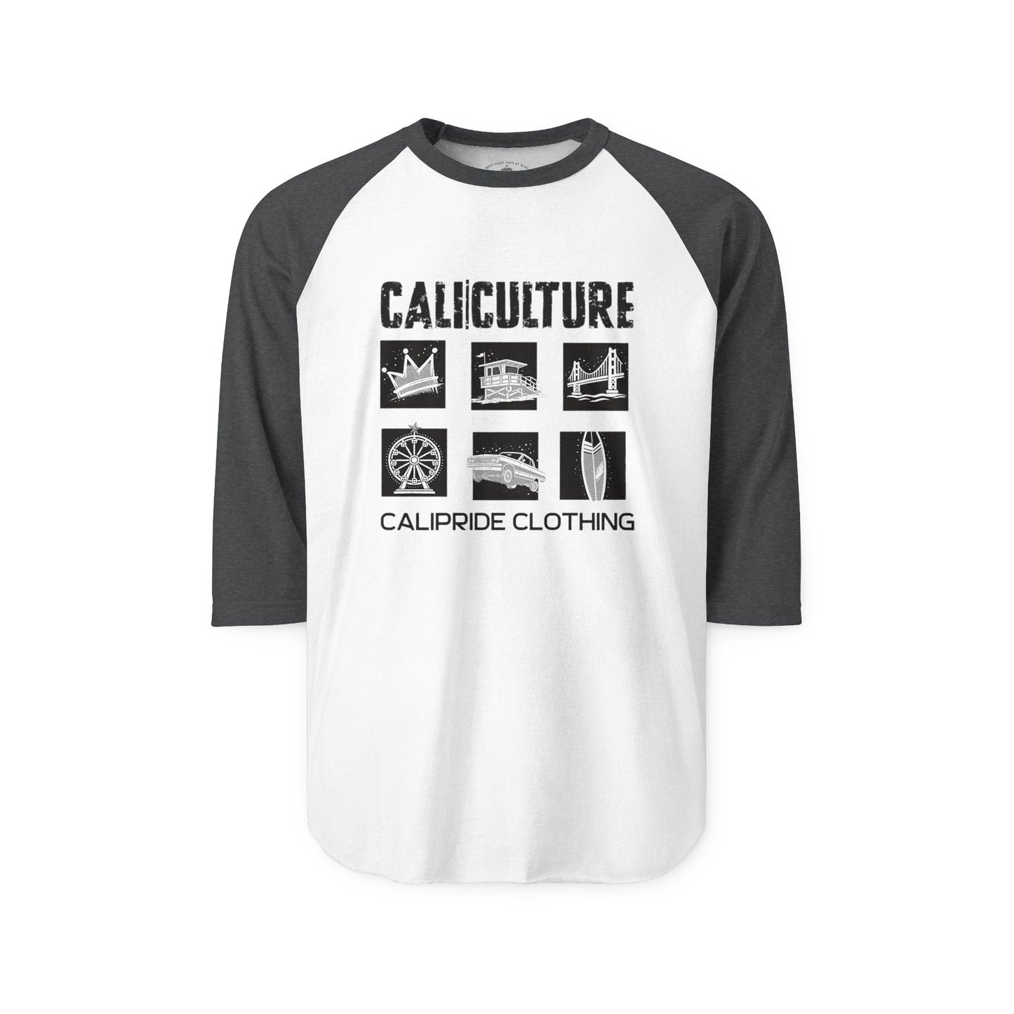 Skate & Surf Collection - CALI | CULTURE, Icon Stamp, Graphic Raglan Tee — CaliPride Clothing