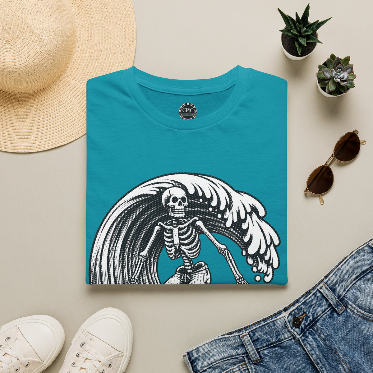 Surf & Beach Collection - Solo Swellen, Vintage Skeleton Graphic T-Shirt — CaliPride Clothing