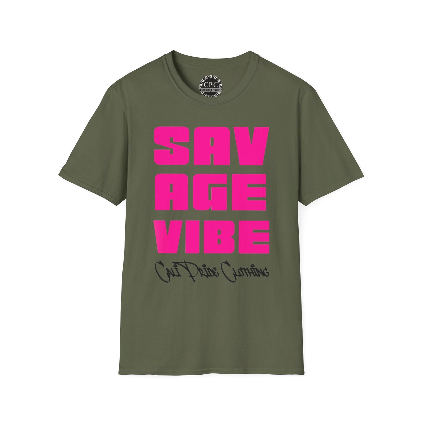 "Savage Vibe Graffiti Block" Series, Solid Neon Pink T Shirt — CaliPride Clothing