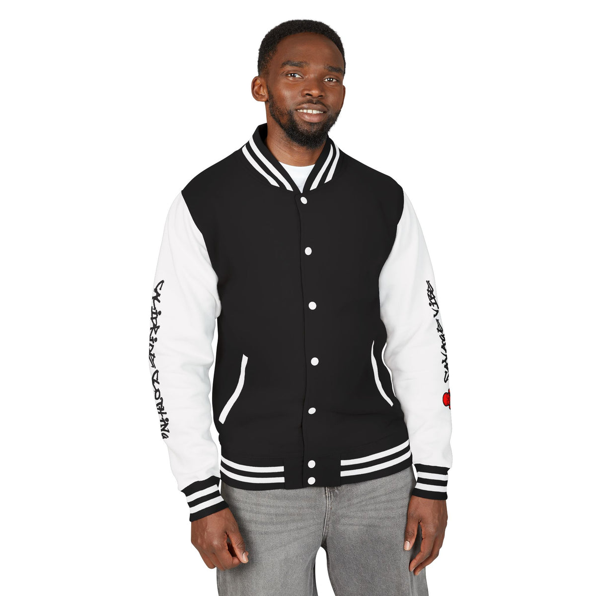 Urban Underground Collection - Savage Vibe, Bone Drop Graphic Letterman Jacket | CaliPride Clothing