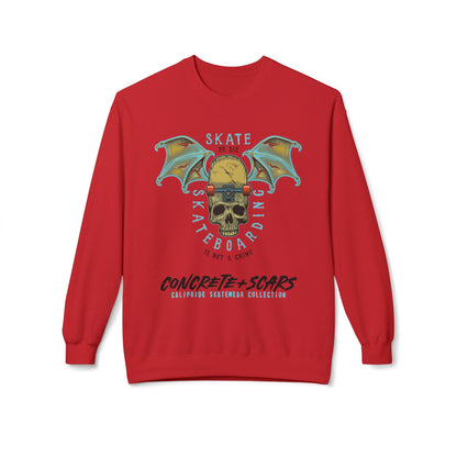 Concrete & Scars Collection - Skate or Die Winged Skull, Graphic Sweatshirt — CaliPride Clothing