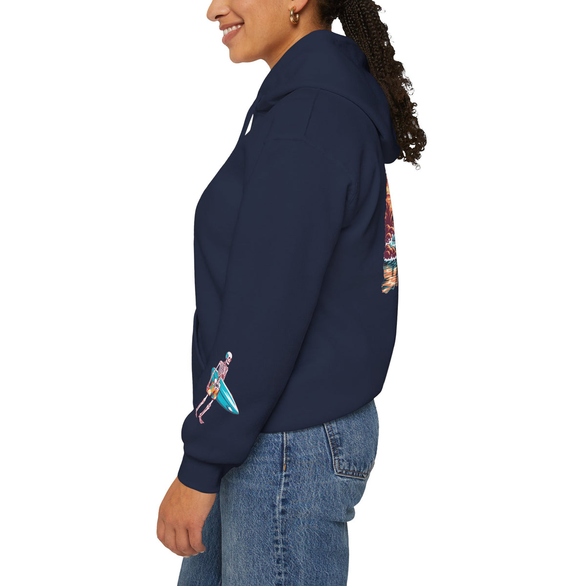 Surf & Beach Collection - Skeleton Sunset Surfer, Graphic Hoodie - CaliPride Clothing