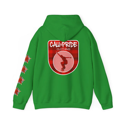 Skater Silhouette Sweatshirt, Red Plaid w Stars | CaliPride Clothing