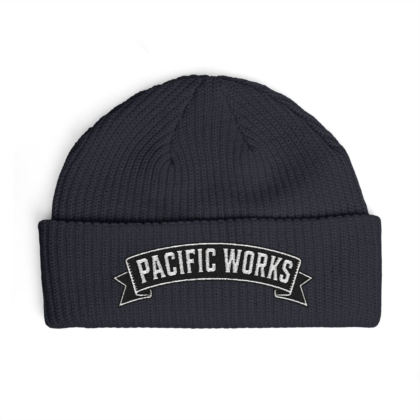 Pacific Works Collection - Cuff Beanie, Embroidered Banner Knit Hat - CaliPride Clothing