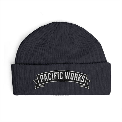 Pacific Works Collection - Cuff Beanie, Embroidered Banner Knit Hat - CaliPride Clothing