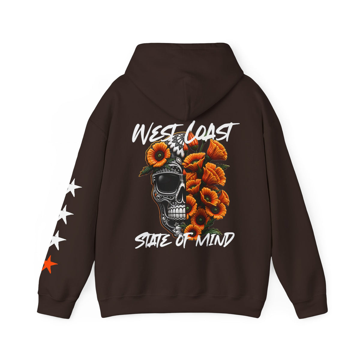 Urban Underground Collection | West Coast State of Mind - Floral Poppy & Sugar Skull Hoodie | CaliPride Clothing