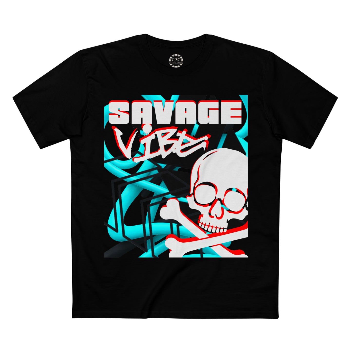 Urban Underground Collection | Savage Vibe series - Skull Trax, White & Turquoise, Premium Graphic Tee — CaliPride Clothing
